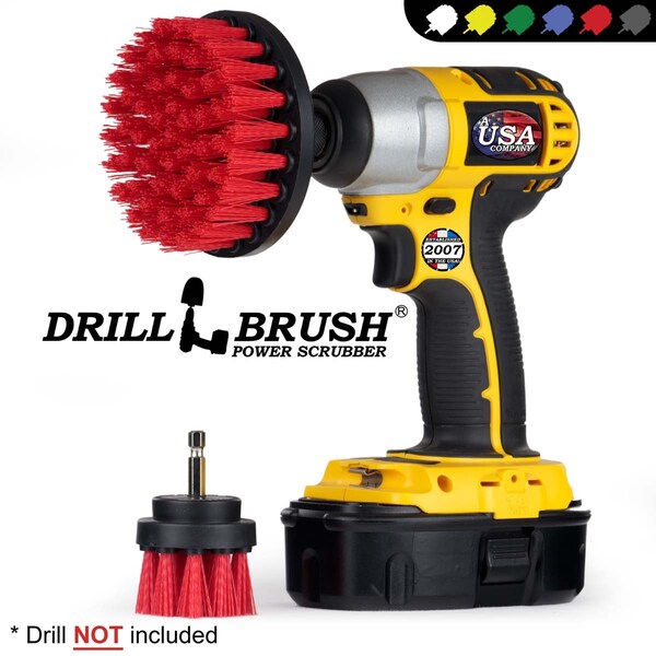 Cepillo Taladro Power Scrubber de Useful Products 5 in W 5 in L, Rojo - R-S-42-QC-DB