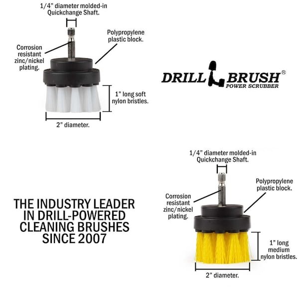 Cepillo de Perforación Power Scrubber de Useful Products 5 pulgadas de ancho 5 pulgadas de largo, Variedad - 2IN-S-WY-QC-DB
