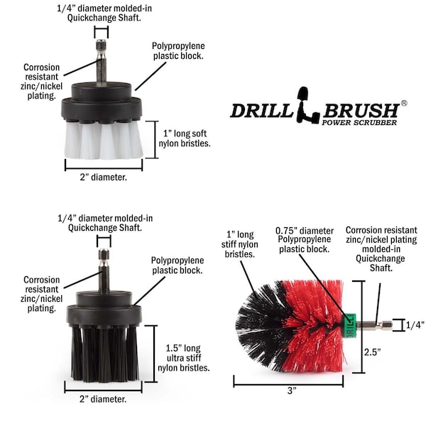 Cepillo Power Scrubber para Taladro de Useful Products 7 pulgadas de ancho y 5 pulgadas de largo, variedad - SW2YOG4R5M-L2K-QC-DB