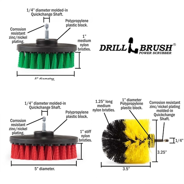 Cepillo Power Scrubber para Taladro de Useful Products 7 pulgadas de ancho y 5 pulgadas de largo, variedad - SW2YOG4R5M-L2K-QC-DB