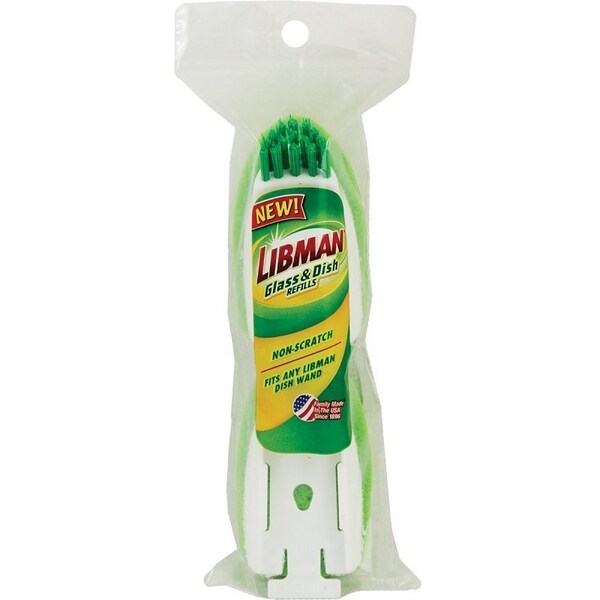 Recambio de Cepillo de Fregar Libman Glass/Dish Wand de The Libman Co, con cerdas PET, recorte de 1/2 pulgada, verde/blanco - 1133