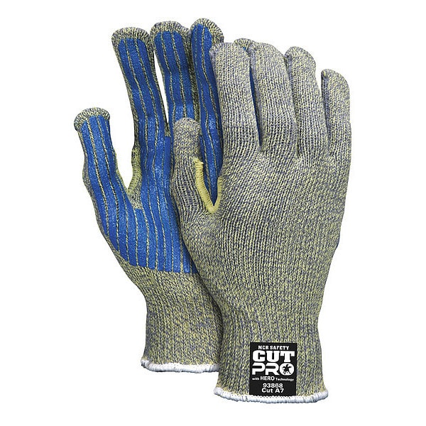 Guantes recubiertos resistentes al corte Mcr Safety, Nivel de corte A7, 7 ga, Azul/Amarillo, M - 93868M