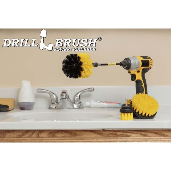 Cepillo para taladro scrubber de poder por Useful Products 5 in W 5 in L Brush, Amarillo - Y-S-42O-5X-QC-DB