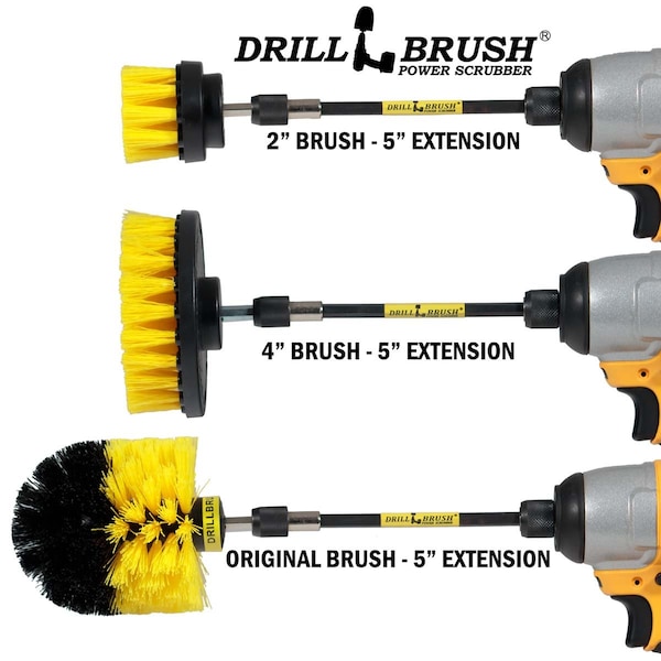 Cepillo para taladro scrubber de poder por Useful Products 5 in W 5 in L Brush, Amarillo - Y-S-42O-5X-QC-DB