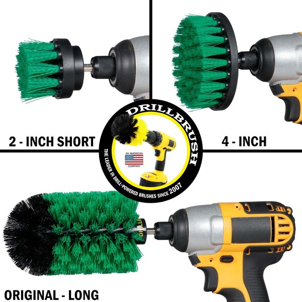 Cepillo de Taladro Power Scrubber de Useful Products 5 pulgadas de ancho por 7 pulgadas de largo, color verde - G-S-42J-QC-DB