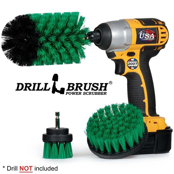 Cepillo de Taladro Power Scrubber de Useful Products 5 pulgadas de ancho por 7 pulgadas de largo, color verde - G-S-42J-QC-DB