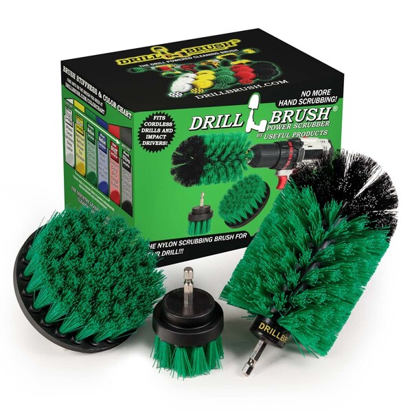 Cepillo de Taladro Power Scrubber de Useful Products 5 pulgadas de ancho por 7 pulgadas de largo, color verde - G-S-42J-QC-DB