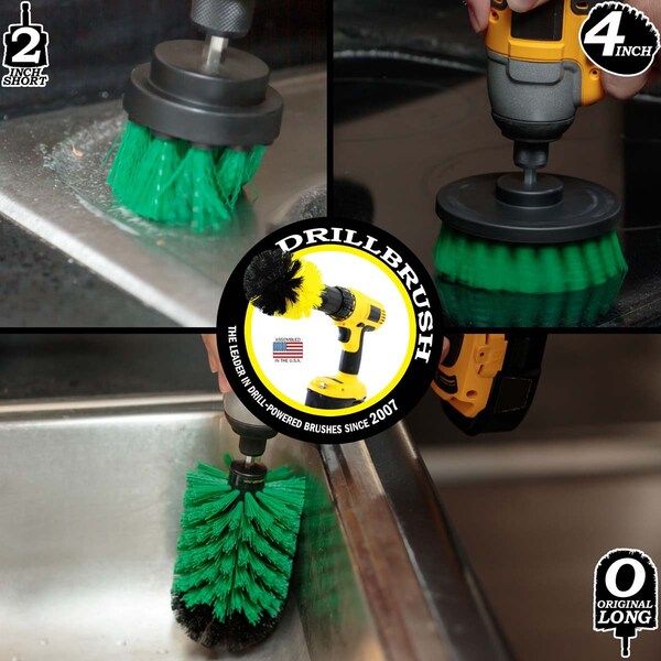 Cepillo de Taladro Power Scrubber de Useful Products 5 pulgadas de ancho por 7 pulgadas de largo, color verde - G-S-42J-QC-DB