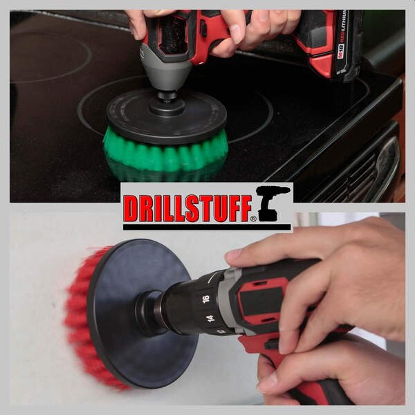 Suministros de limpieza de Drillstuff - Cepillo para taladro - Cerdas medianas y duras de 5 pulgadas - 5IN-S-GR-QC-DS