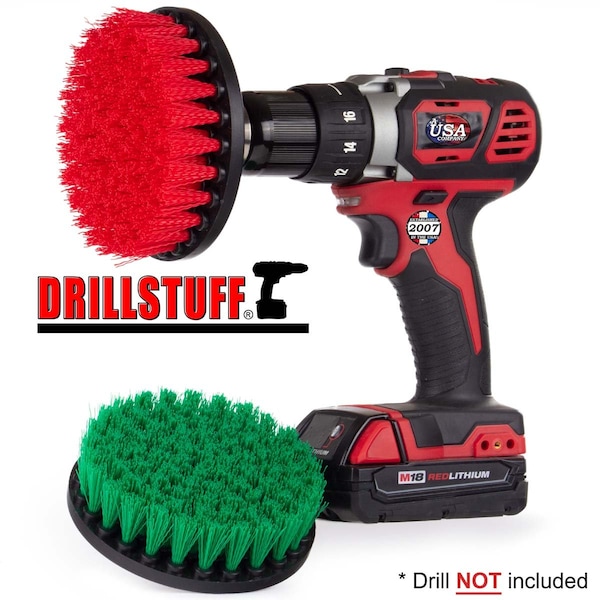 Suministros de limpieza de Drillstuff - Cepillo para taladro - Cerdas medianas y duras de 5 pulgadas - 5IN-S-GR-QC-DS