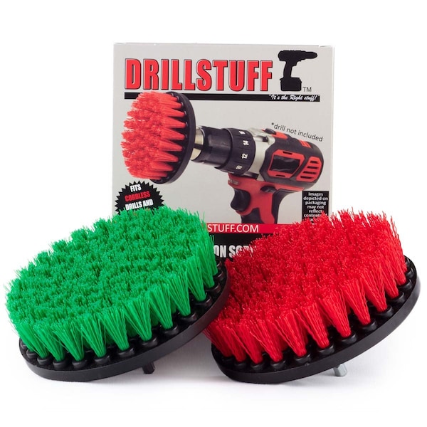 Suministros de limpieza de Drillstuff - Cepillo para taladro - Cerdas medianas y duras de 5 pulgadas - 5IN-S-GR-QC-DS