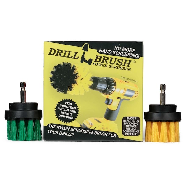 Accesorios para baño Drillbrush - Cepillo - Cortina de baño - Tapete de baño - Interior 2 en 1 - 2IN-S-GY-QC-DB