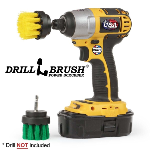 Accesorios para baño Drillbrush - Cepillo - Cortina de baño - Tapete de baño - Interior 2 en 1 - 2IN-S-GY-QC-DB