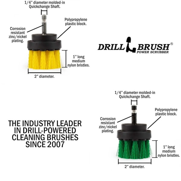 Accesorios para baño Drillbrush - Cepillo - Cortina de baño - Tapete de baño - Interior 2 en 1 - 2IN-S-GY-QC-DB