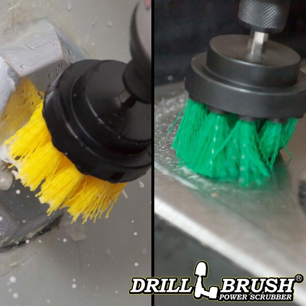 Accesorios para baño Drillbrush - Cepillo - Cortina de baño - Tapete de baño - Interior 2 en 1 - 2IN-S-GY-QC-DB