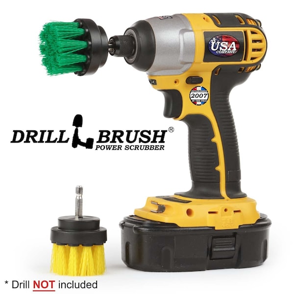 Accesorios para baño Drillbrush - Cepillo - Cortina de baño - Tapete de baño - Interior 2 en 1 - 2IN-S-GY-QC-DB