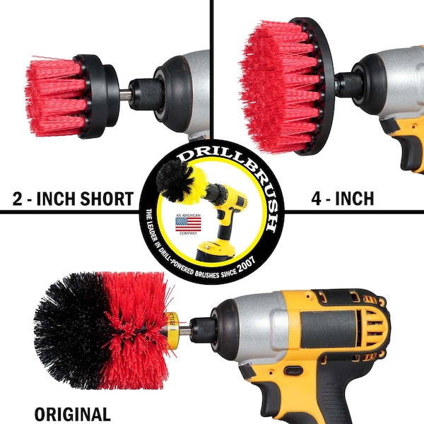 Cepillo Eléctrico Power Scrubber de Drill Brush By Useful Products 5 pulgadas de ancho y 5 pulgadas de largo, color Rojo - RED-ORIG-RED-2-4-LIM-SHORT