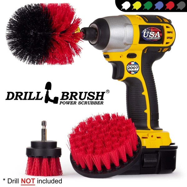 Cepillo Eléctrico Power Scrubber de Drill Brush By Useful Products 5 pulgadas de ancho y 5 pulgadas de largo, color Rojo - RED-ORIG-RED-2-4-LIM-SHORT