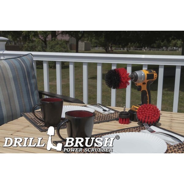 Cepillo Eléctrico Power Scrubber de Drill Brush By Useful Products 5 pulgadas de ancho y 5 pulgadas de largo, color Rojo - RED-ORIG-RED-2-4-LIM-SHORT