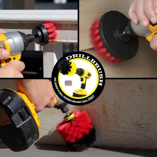 Cepillo Eléctrico Power Scrubber de Drill Brush By Useful Products 5 pulgadas de ancho y 5 pulgadas de largo, color Rojo - RED-ORIG-RED-2-4-LIM-SHORT