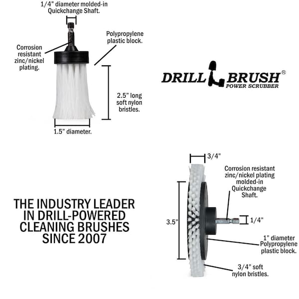 Cepillo de Potencia para Taladro Drill Brush By Useful Products 5 in W 5 in L, Blanco - W-EES-1L-QC-DB