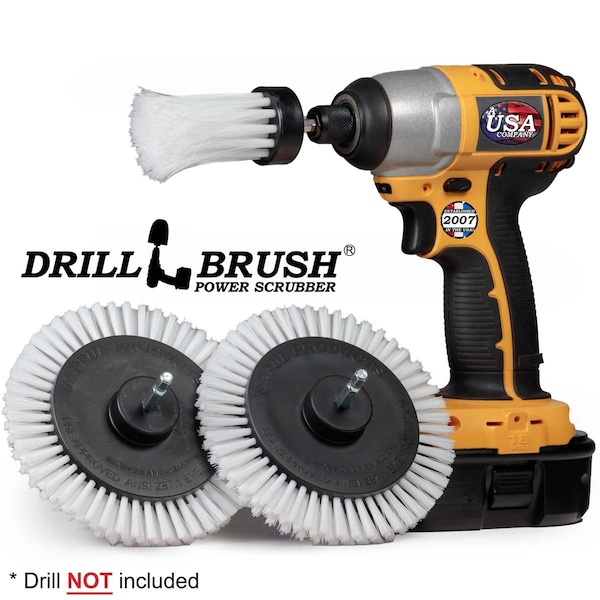 Cepillo de Potencia para Taladro Drill Brush By Useful Products 5 in W 5 in L, Blanco - W-EES-1L-QC-DB