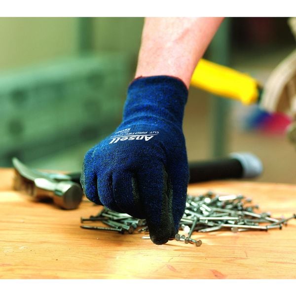 Guantes recubiertos resistentes a cortes Ansell, Nivel de corte A4, 13 ga, Azul, Talla S (8) - 97-505