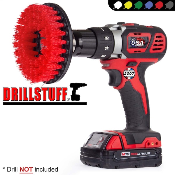 Drillstuff Outdoor - Suministros de Limpieza - Patio Trasero - Patio - Cepillo para Taladro - Moho - 5IN-S-R-DS