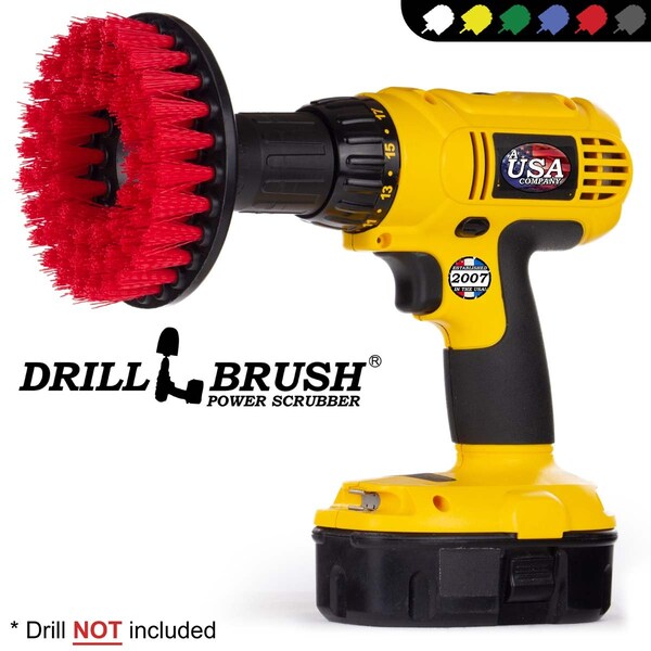 Cepillo para taladro rojo Drillbrush Heavy Duty con cerdas rígidas - 5IN-CH-RED-0658