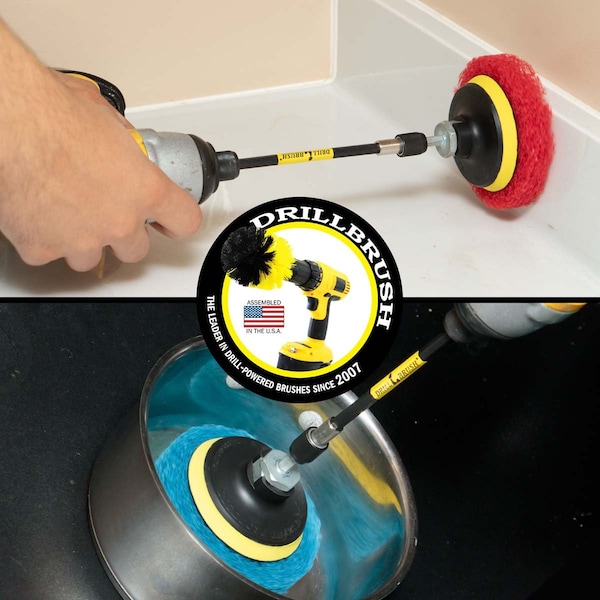 Cepillo para Taladro Drillbrush - Accesorio para Taladro - Cocina - Baño - Limpiador Eléctrico P - P4-3RB-3V-5X-QC-DB