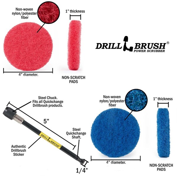 Cepillo para Taladro Drillbrush - Accesorio para Taladro - Cocina - Baño - Limpiador Eléctrico P - P4-3RB-3V-5X-QC-DB