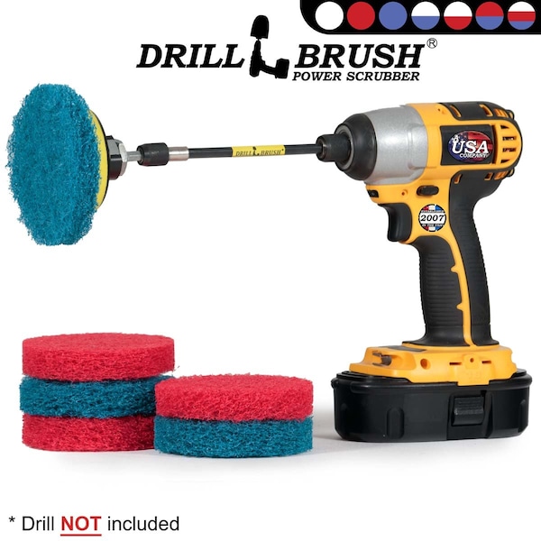 Cepillo para Taladro Drillbrush - Accesorio para Taladro - Cocina - Baño - Limpiador Eléctrico P - P4-3RB-3V-5X-QC-DB