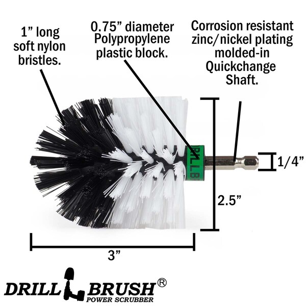 Accesorios para camioneta Drillbrush - Suministros para limpieza de coches - Lavado de coches - Cepillo para taladro - G - MINI-DB-WHITE