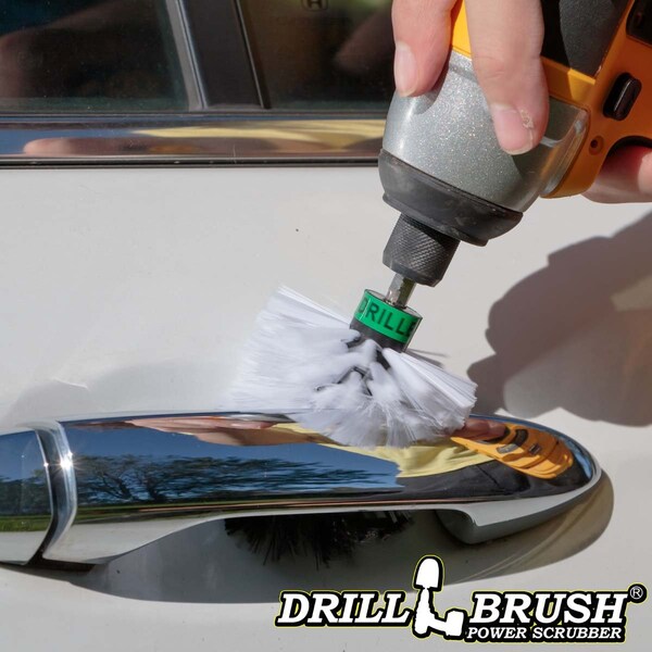 Accesorios para camioneta Drillbrush - Suministros para limpieza de coches - Lavado de coches - Cepillo para taladro - G - MINI-DB-WHITE