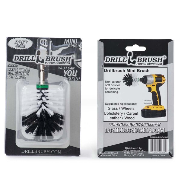 Accesorios para camioneta Drillbrush - Suministros para limpieza de coches - Lavado de coches - Cepillo para taladro - G - MINI-DB-WHITE