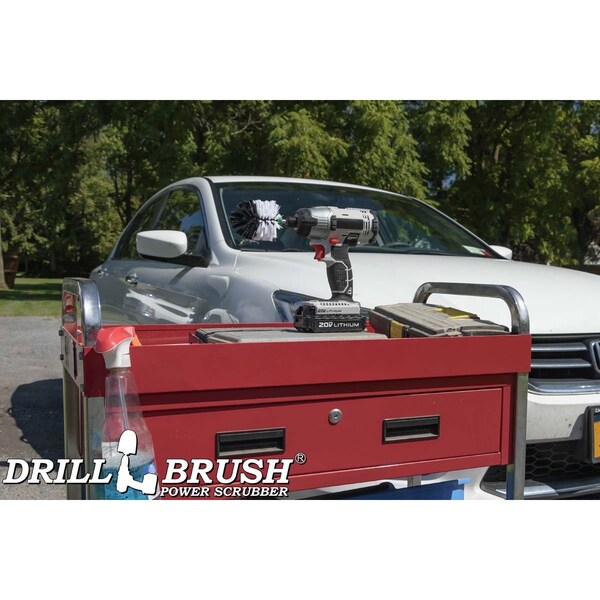 Accesorios para camioneta Drillbrush - Suministros para limpieza de coches - Lavado de coches - Cepillo para taladro - G - MINI-DB-WHITE