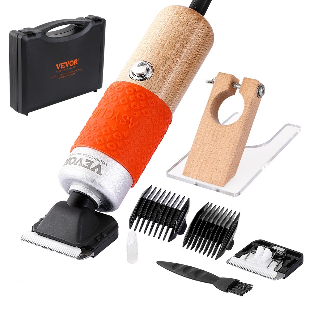 VEVOR Carpet Trimmer with Shearing Guide, 200W Electric Speed Adjustable Rug Carver, Tufting Shears with 2 Blades, Wooden Handle Carpet Carving Clippers for Handmade Rug Cleaning and Tufted Rug - DTXJQYS00000ZZSWRV1