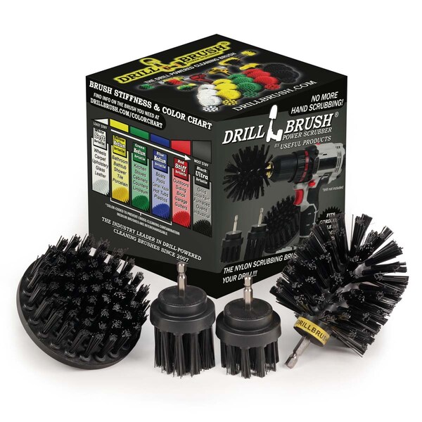 Cepillo Taladro Power Scrubber de Useful Products 5 pulgadas de ancho 5 pulgadas de largo, Negro - K-42OS-2L-QC-DB