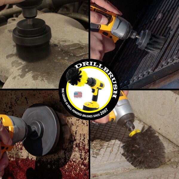 Cepillo Taladro Power Scrubber de Useful Products 5 pulgadas de ancho 5 pulgadas de largo, Negro - K-42OS-2L-QC-DB