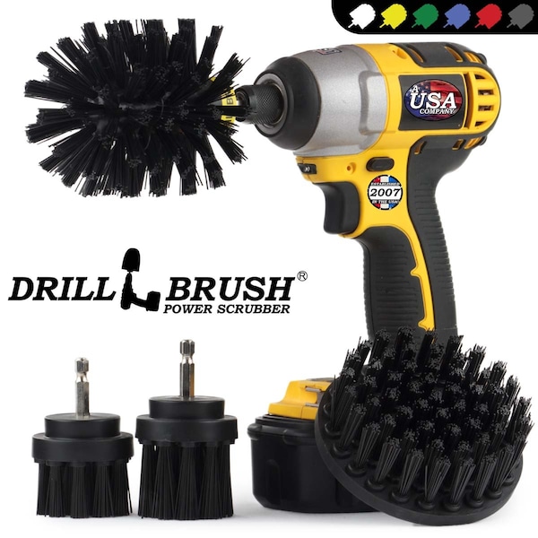 Cepillo Taladro Power Scrubber de Useful Products 5 pulgadas de ancho 5 pulgadas de largo, Negro - K-42OS-2L-QC-DB