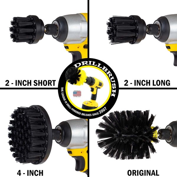 Cepillo Taladro Power Scrubber de Useful Products 5 pulgadas de ancho 5 pulgadas de largo, Negro - K-42OS-2L-QC-DB