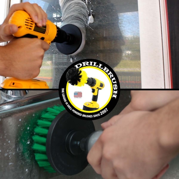 Cepillo taladro Power Scrubber de Useful Products 5 pulgadas de ancho, 5 pulgadas de largo, variedad - 4IN-S-GW-QC-DB
