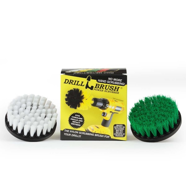 Cepillo taladro Power Scrubber de Useful Products 5 pulgadas de ancho, 5 pulgadas de largo, variedad - 4IN-S-GW-QC-DB