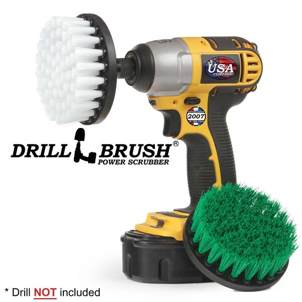 Cepillo taladro Power Scrubber de Useful Products 5 pulgadas de ancho, 5 pulgadas de largo, variedad - 4IN-S-GW-QC-DB