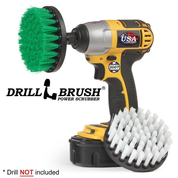 Cepillo taladro Power Scrubber de Useful Products 5 pulgadas de ancho, 5 pulgadas de largo, variedad - 4IN-S-GW-QC-DB