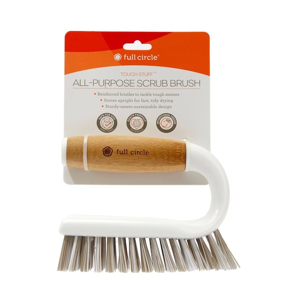 Cepillo para fregar Tough Stuff Full Circle Tough Stuff 4.45 in. con cerdas rígidas y mango de bambú - FC16127W