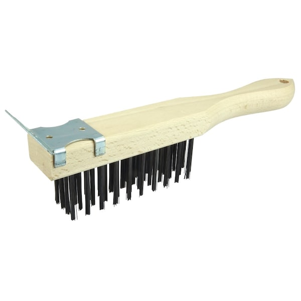 Cepillo de alambre Weiler con raspador, relleno de acero al carbono de .012, 4 x 11 filas - 44069