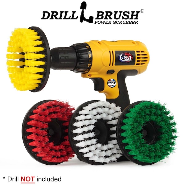 Cepillo Eléctrico Power Scrubber de Drill Brush por Useful Products 5 in de Ancho y 5 in de Largo, Variedad - 5IN-S-GRWY-H-DB