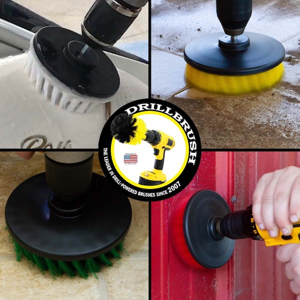 Cepillo Eléctrico Power Scrubber de Drill Brush por Useful Products 5 in de Ancho y 5 in de Largo, Variedad - 5IN-S-GRWY-H-DB