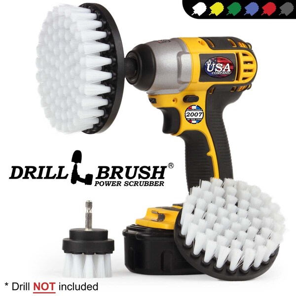 Cepillo de Taladro Power Scrubber de Useful Products 5 pulg. de ancho x 5 pulg. de largo, color blanco - W-S-542-QC-DB
